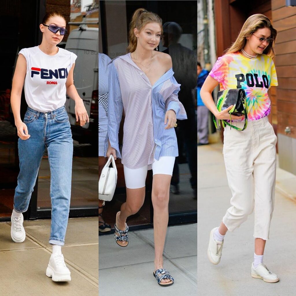 #ELLEfashion モデルのジジ・ハディッドの私服は、スウェットやフーディ、スニーカーを取り入れたスポーツミックスモード×スポーツを絶妙なさじ加減でコーデ #ELLEfashion モデルのジジ・ハディッドの私服は、スウェットやフーディ、スニーカーを取り入れたスポーツミックスモード×スポーツを絶妙なさじ加減でコーデ