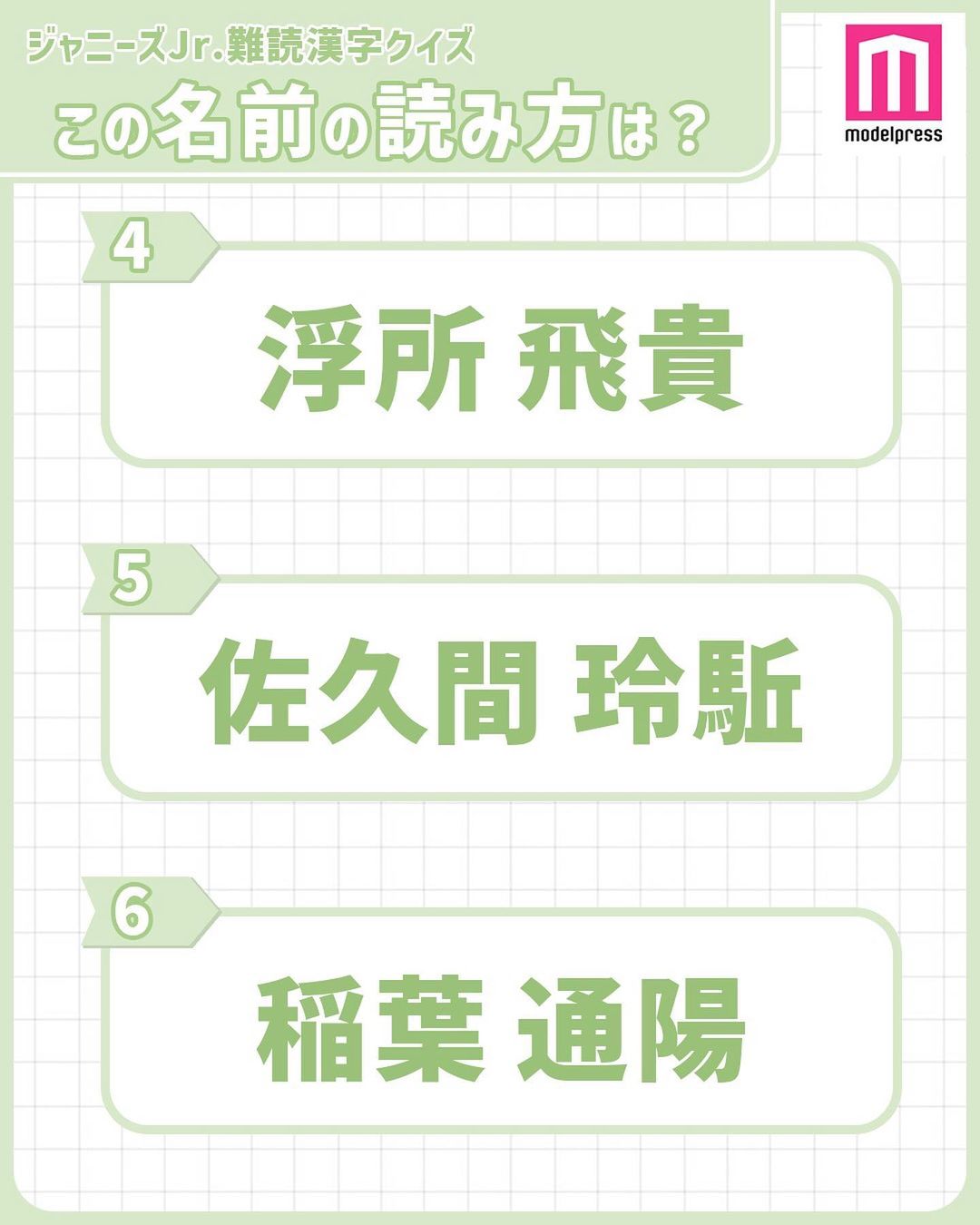 モデルプレス 難読 クイズ 全部読める 名前もかっこいいジャニーズjr 今回は 名前もかっこいい男性芸 Magmoe モデルプレス 難読 クイズ 全部読める 名前もかっこいいジャニーズjr 今回は 名前もかっこいい男性芸 Magmoe