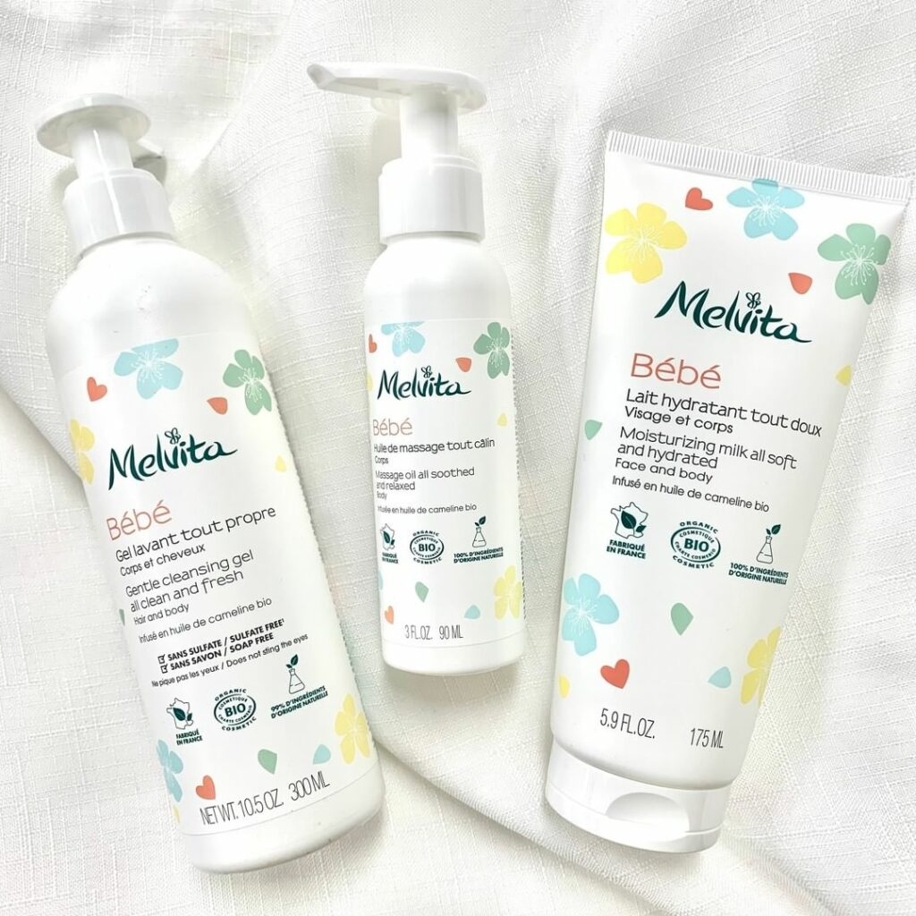 メルヴィータから赤ちゃんの肌にぴったりなベビーケアアイテムが登場小児科医研修のもと、使用テスト済で、繊細な赤ちゃんの肌をオーガニックのカメリナオイルのコスメが優