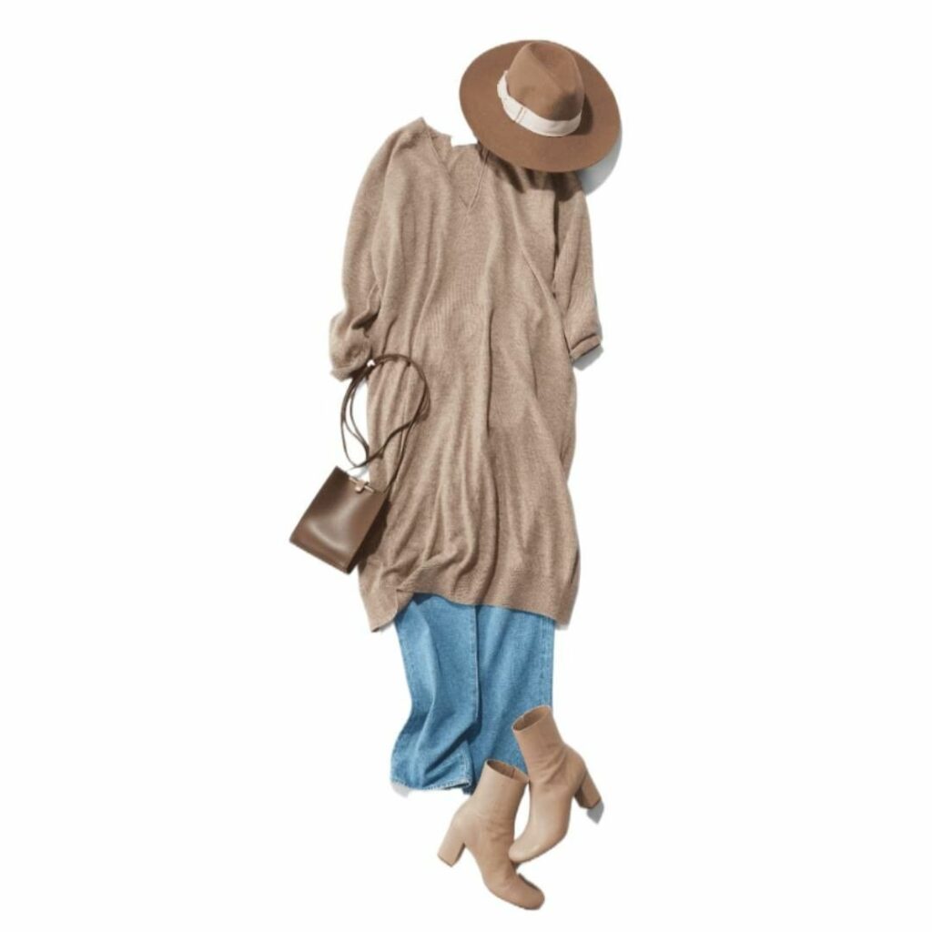 .
*PICK UP! Coordinate*
.
しなやかで女性らしいシルエットのワンピースにデニムを合わせれば、気になる腰まわりもさりげなくカバーできる。