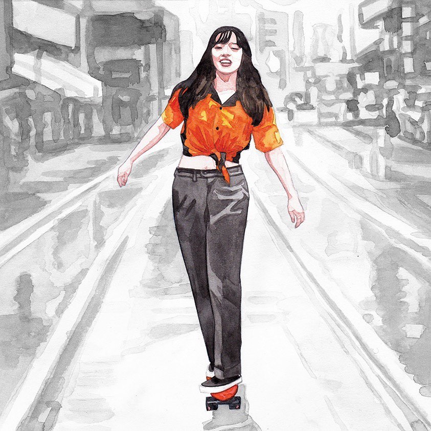 HUF ボーリングシャツ オレンジ あいみょん着用モデル マリー