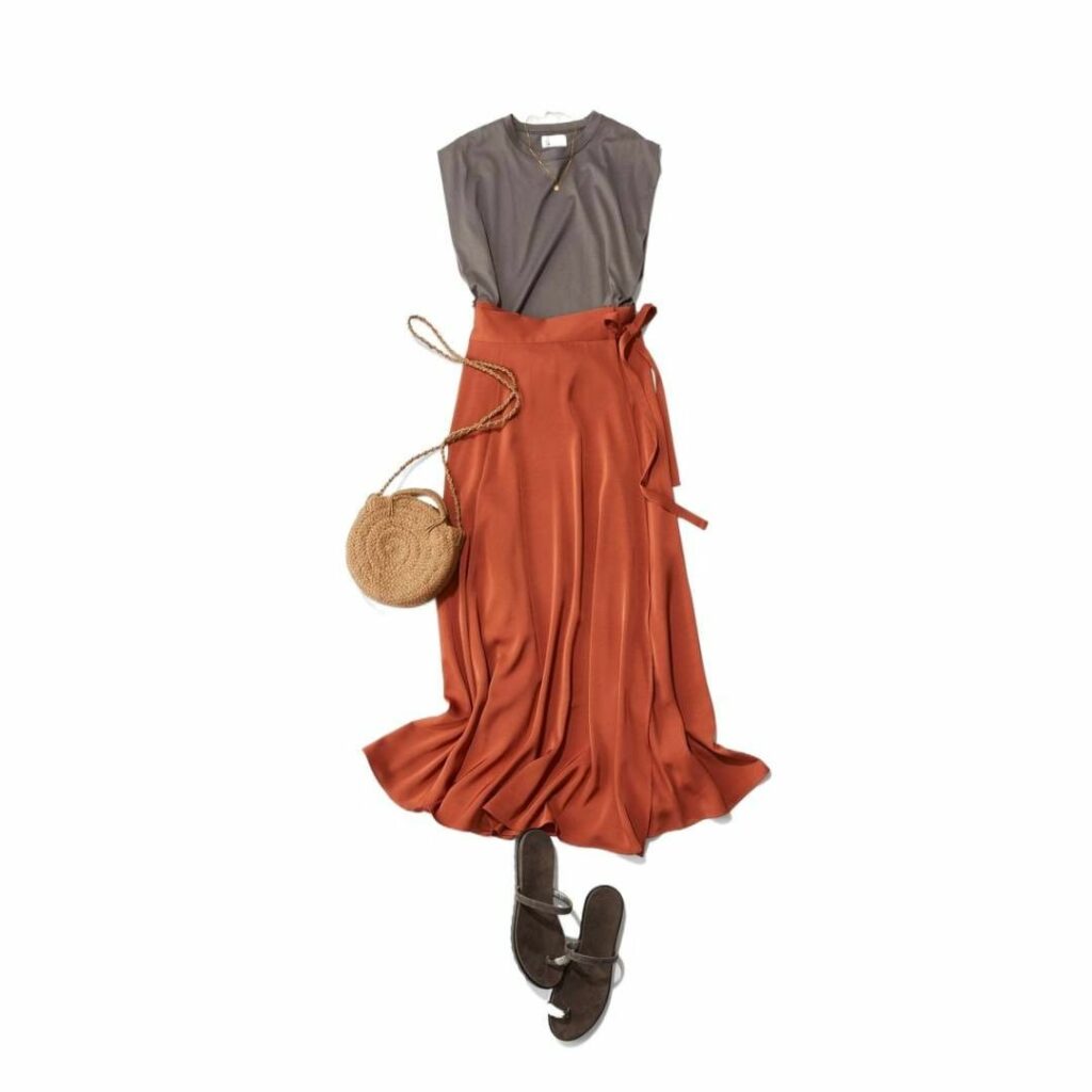 .
*PICK UP! Coordinate*
.
あっさりしがちな春夏の装いをセンシュアルなダークオレンジでアップデート

Tシャツ　…　M7days　#M7