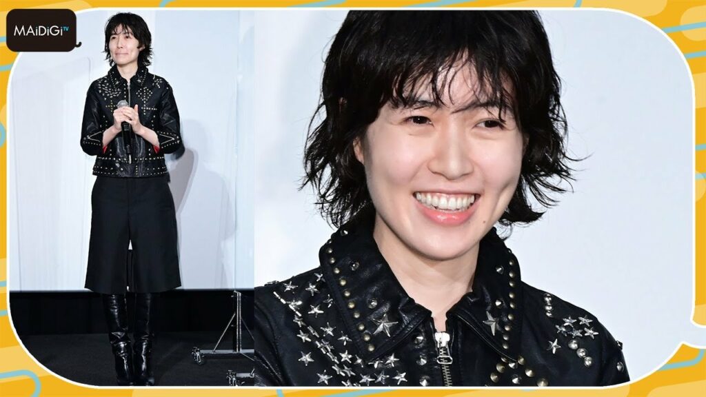 シム・ウンギョン、星のスタッズ輝くジャケットが主役！　ハーフパンツ×ブーツのブラックコーデ