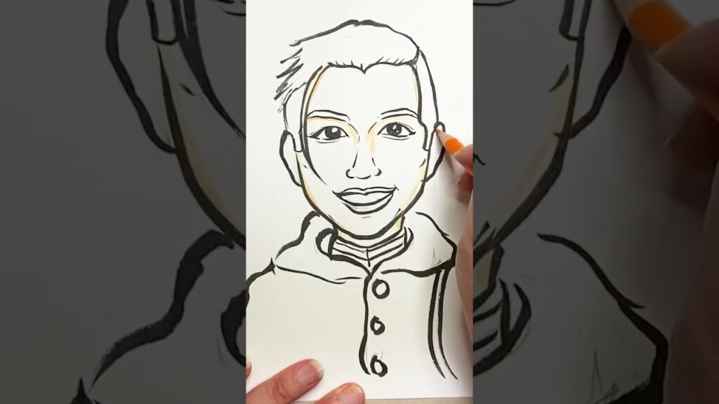 【コラボ似顔絵】トラジャの中村海人くんとゴールデンカムイの尾形百之助を似顔絵師がミックスしてみた #shorts