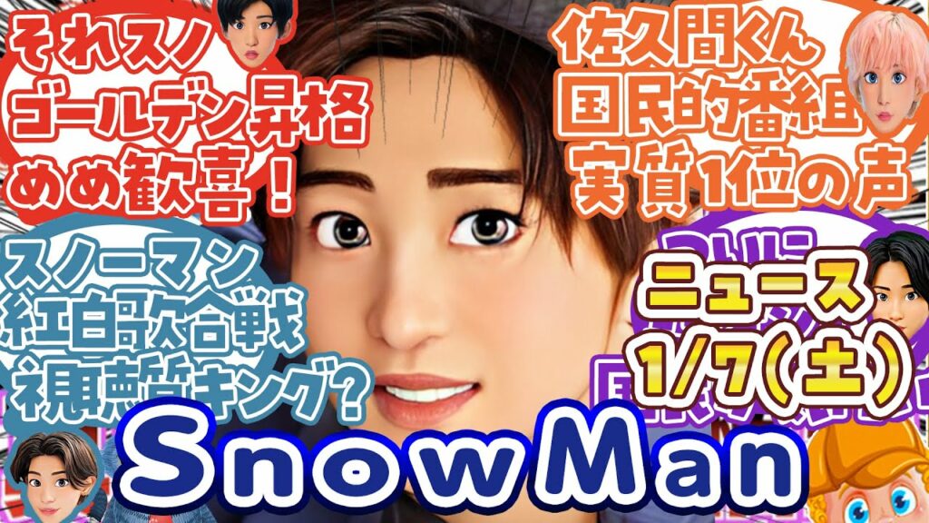 【よっしゃ!冠番組ゴールデンへ】SnowManのニュース11連発【金曜〇時に決定か!!/紅白視聴率スノ驚愕の〇位/紅白観覧レポ!!…ほか】 【よっしゃ!冠番組ゴールデンへ】SnowManのニュース11連発【金曜〇時に決定か!!/紅白視聴率スノ驚愕の〇位/紅白観覧レポ!!…ほか】
