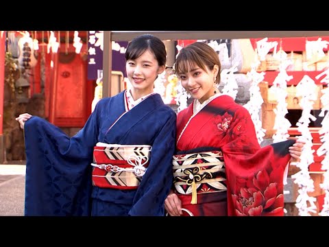 安田愛里＆加藤小夏、晴れ着姿で新成人の抱負