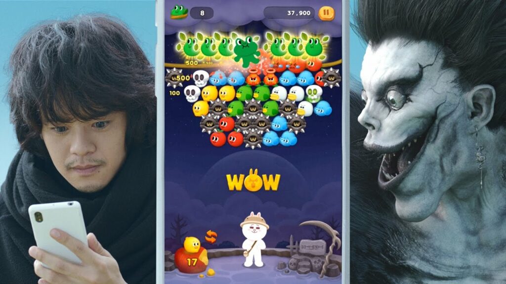 『デスノート』死神リュークが敵役・池松壮亮と一時休戦？仲良くゲーム談義　LINE新TVCM「LINE バブル2 竜崎・リューク」篇