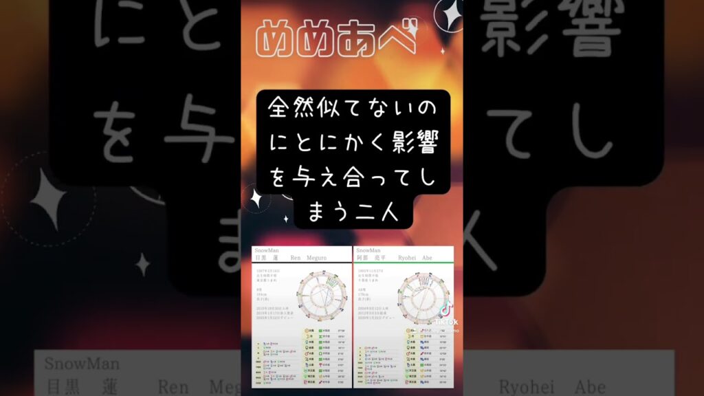 #ジャニオタ #ジャニーズ占い #snowman #snowman占い #ジャニーズ情報 #目黒蓮 #阿部亮平 #めめあべ