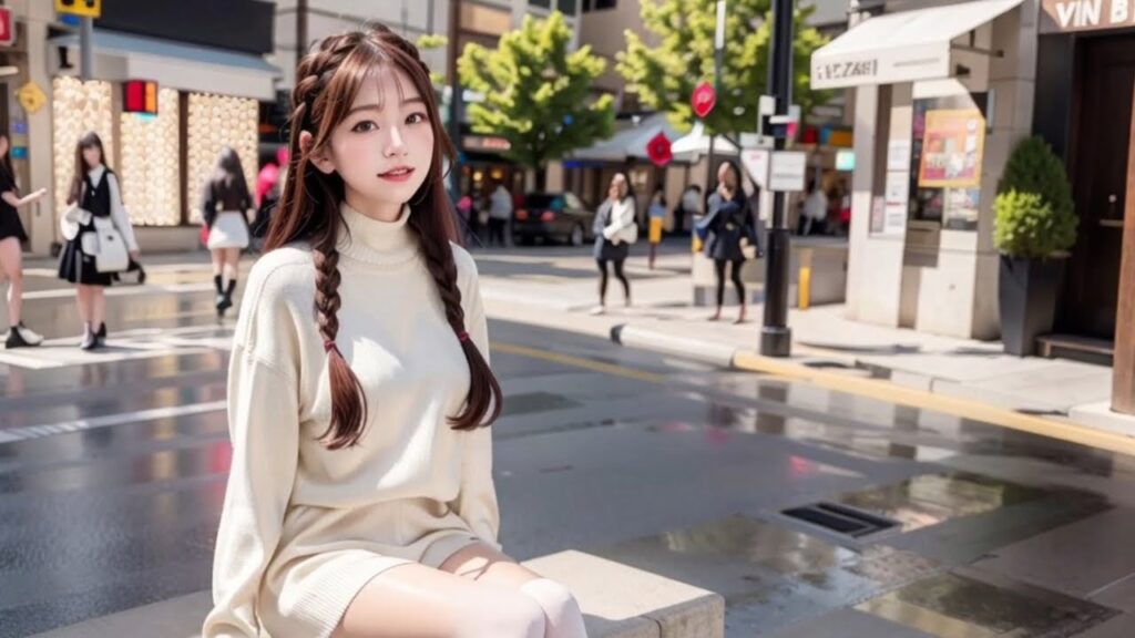 AI美女6 - №24「ツイスト三つ編み少女♡ストリートファッション」