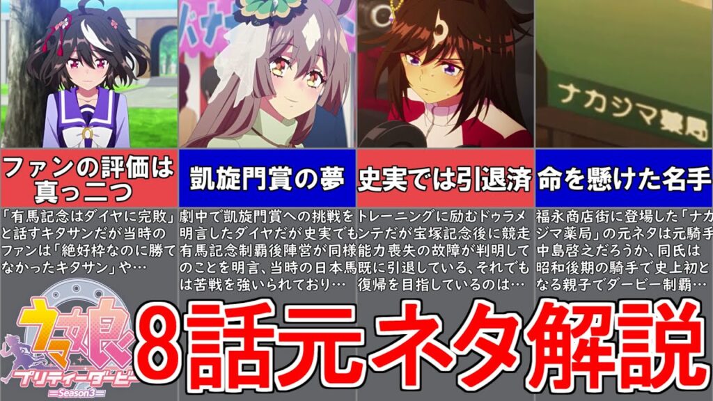 【ウマ娘3期】アニメ8話の元ネタを解説してみた