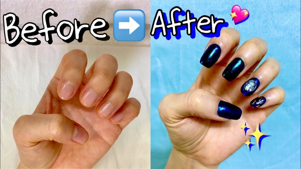 sub) 널위한 블랙 파우더 네일 / 자개네일 / 짧은 손톱 연장