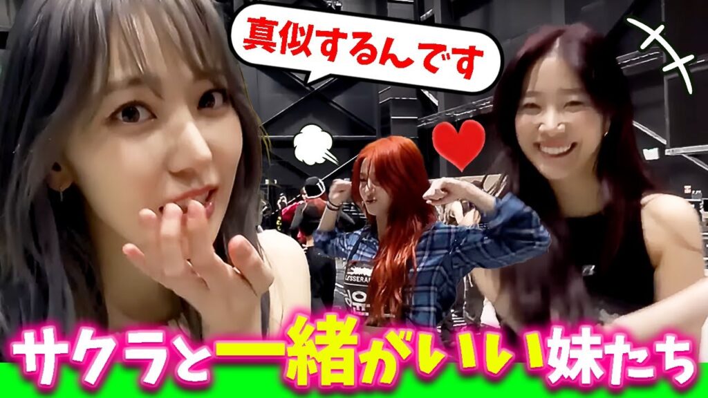 【LE SSERAFIM】サクラが好きすぎて！？一緒になりたい妹たちｗ【日本語字幕】