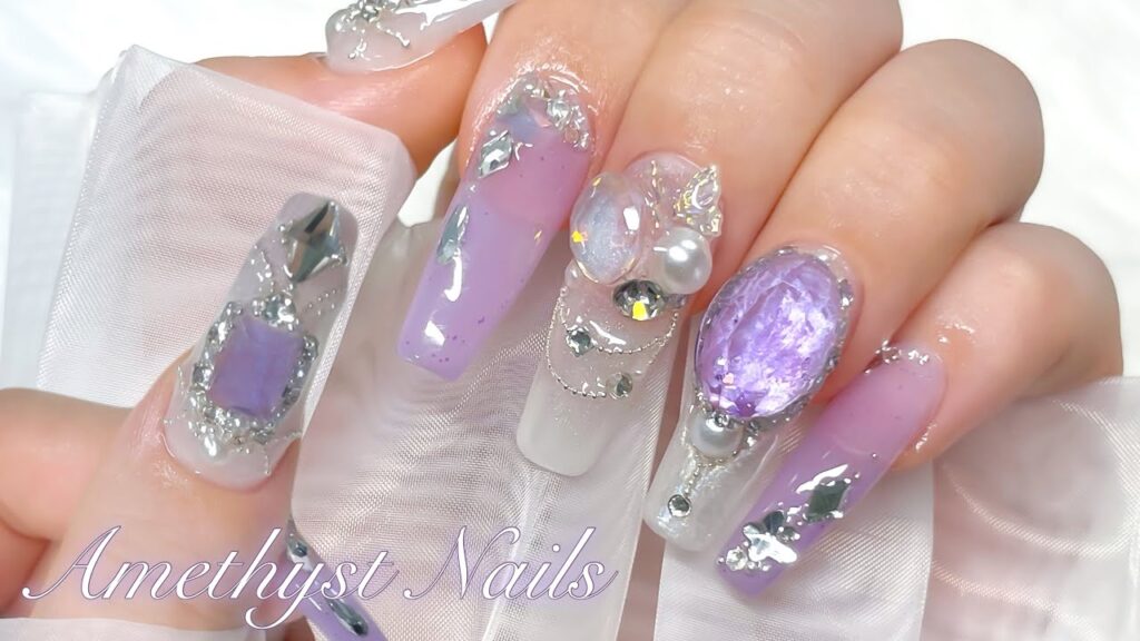 sub)ときめくアメシスト💎ビジューアートネイル💅🏻チップ長さだし/セルフネイル/ネイルアート/ASMR sub)ときめくアメシスト💎ビジューアートネイル💅🏻チップ長さだし/セルフネイル/ネイルアート/ASMR