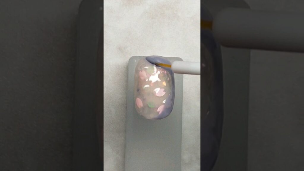 オパールっぽい桜ネイル　#ジェルネイル #100均ネイル #gelnails #nailart #春ネイル #diynails #shorts