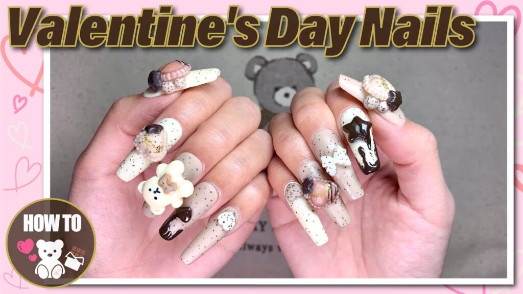 Sub) 🍪利き手にバレンタインネイル作ってみたよ🍫