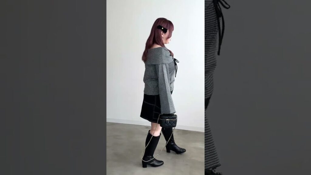 a4a192044　CLETTEオリジナル★ドロストリボンチェック柄プルオーバー