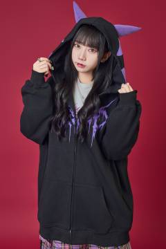 PSYCHO NATION(サイコネーション) デビルZIPパーカー BLACKxPURPLE