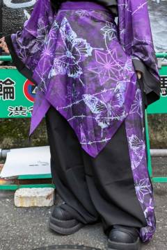 PSYCHO NATION (サイコネーション) スカート付きワイドパンツ BLACK×PURPLE