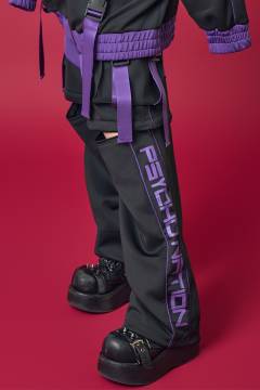 PSYCHO NATION (サイコネーション) 切替カーゴジャージパンツ - Black × Purple