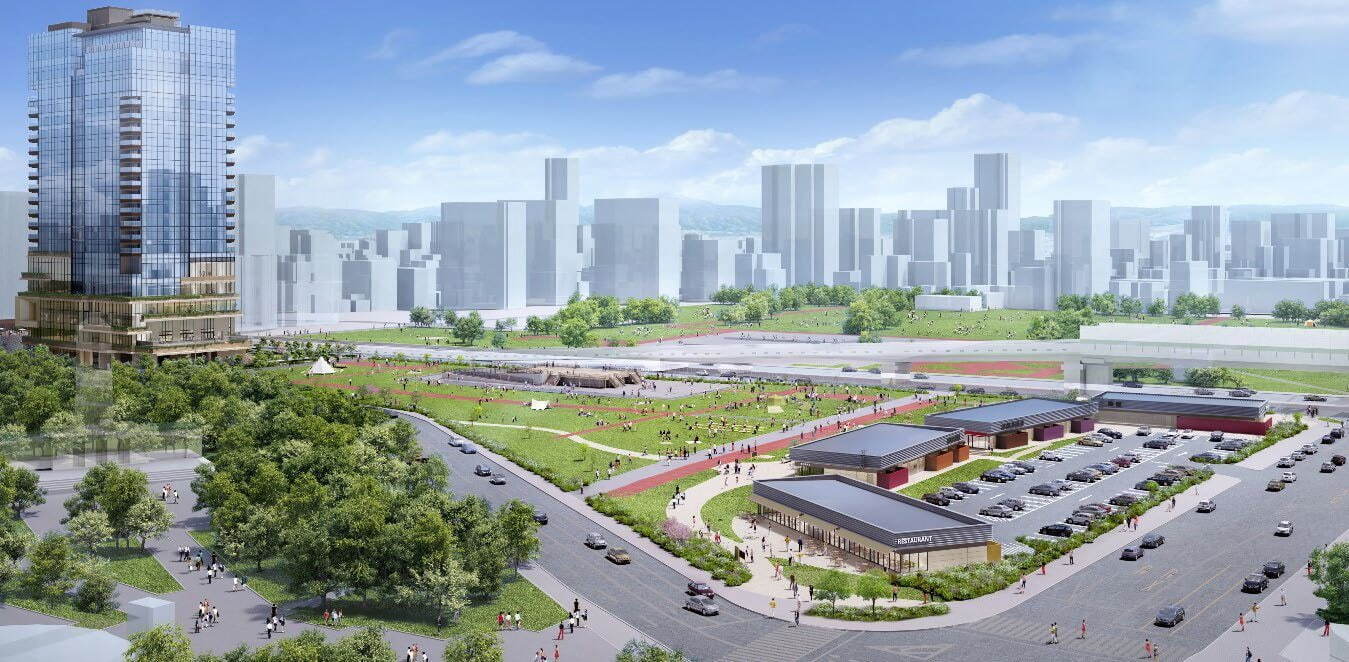 難波宮跡公園 北部ブロック 鳥瞰イメージ(南側より)