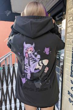 寝田ルネ×PSYCHO NATION(サイコネーション) デビルZIPパーカー - Gray