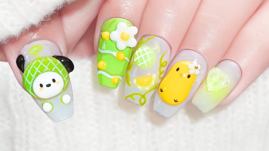 3D Cute Panda Nail Tutorial 🐼💅 Neon Color Nails | Step-by-Step Nail Tutorial | Beginner Nail Art