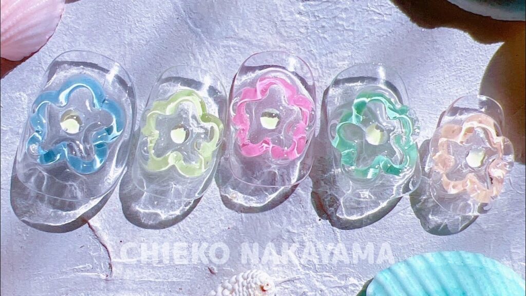 ラインのぷっくりフラワーアートネイル♡【サロンワーク向け】