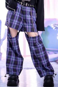 LISTEN FLAVOR（リッスン・フレーバー） 絶対領域2WAYパンツ - Purple Check