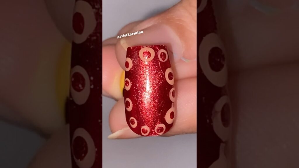 簡単レッドグリッタードットネイルアート💅🔥 #shorts #yt #zarminasmallworld