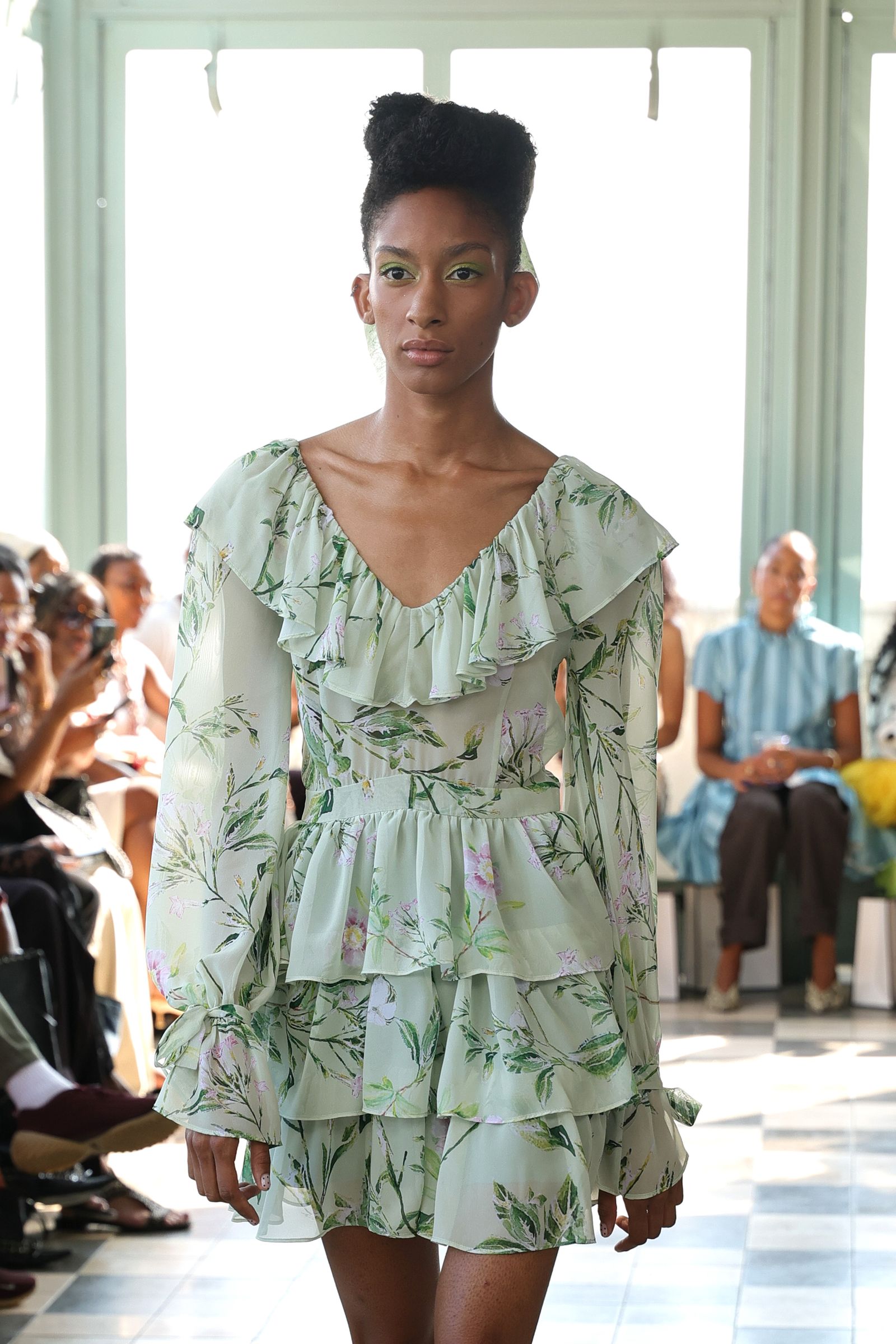 NEW YORK NEW YORK  SEPTEMBER 14 A model walks the runway at House of Aama fashion show during September 2025 New York...