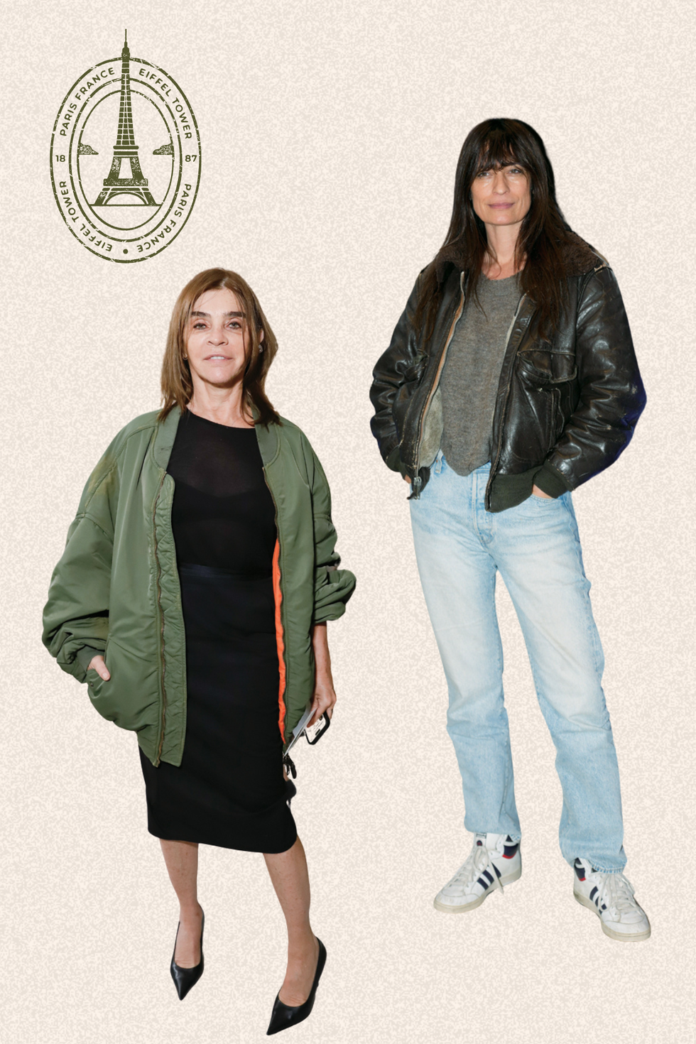 two women in stylish outerwear and clothing