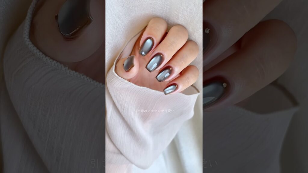 PR_Natural Trend🧸🫐ブルー＆ブラウンでトレンド配色ネイル🤎 #PR #マグネットネイル #セルフネイル