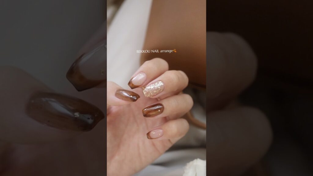 キラキラべっこうネイル🍂 PR MYSTIC JO.  #セルフネイル #ジェルネイル キラキラべっこうネイル🍂 PR MYSTIC JO.  #セルフネイル #ジェルネイル