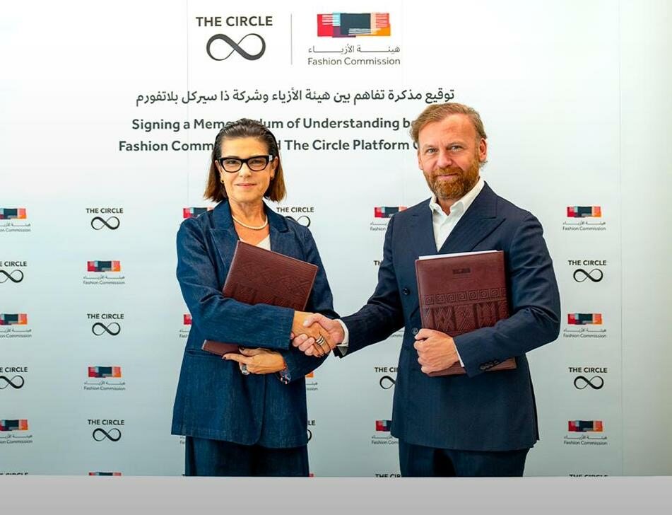 M.SeventyとThe Circle Platform.saのCEOであるBrenda Bellei氏と、サウジ・ファッション・コミッションのCEOであるBurak Cakmak氏