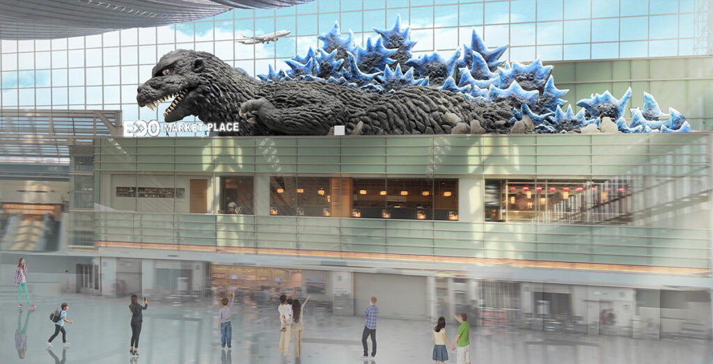 羽田空港第3ターミナルに40m級「ゴジラ」襲来。『ゴジラ-1.0』立像も - PHILE WEB