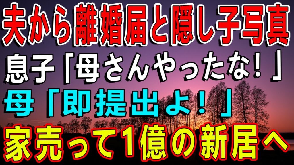 単身赴任の夫から離婚届と隠し子の写真→息子「母さんやったな!」→即提出→家売って1億の新居へw 単身赴任の夫から離婚届と隠し子の写真→息子「母さんやったな!」→即提出→家売って1億の新居へw