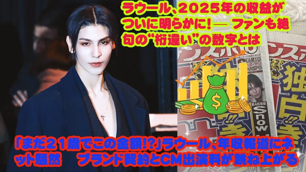 ラウール、2025年の収益がついに明らかに！— ファンも絶句の“桁違い”の数字とは  「まだ21歳でこの金額!?」ラウール、年収報道にネット騒然— ブランド契約とCM出演料が跳ね上がる！snowman