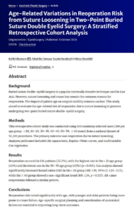 TCB奥村公貴医師らの論文が国際美容外科学術誌「Aesthetic Plastic Surgery」に掲載。埋没式重瞼術における再施術率を年齢層別に解析 ー 全国5万件超のデータから導く施術戦略 ー
