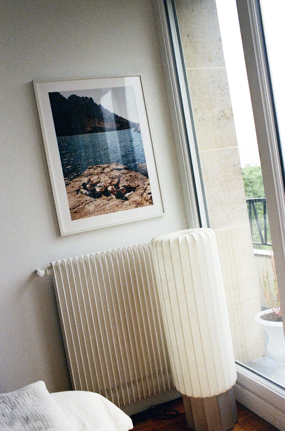 interior with framed photograph and warm lighting