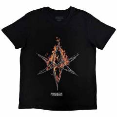 【予約商品】BRING ME THE HORIZON バンドTシャツ ユニセックス: Flame Hex & Text Logo (Black)