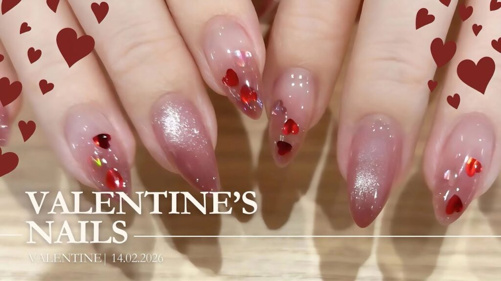 【100均だけ】大人ローズのバレンタインネイル🌹ホログラム埋め込み方も紹介♡