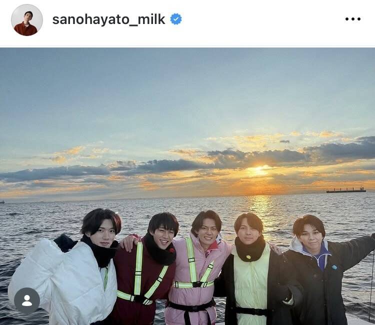 初日の出を見た。佐野勇斗のインスタグラム（＠ｓａｎｏｈａｙａｔｏ＿ｍｉｌｋ）より