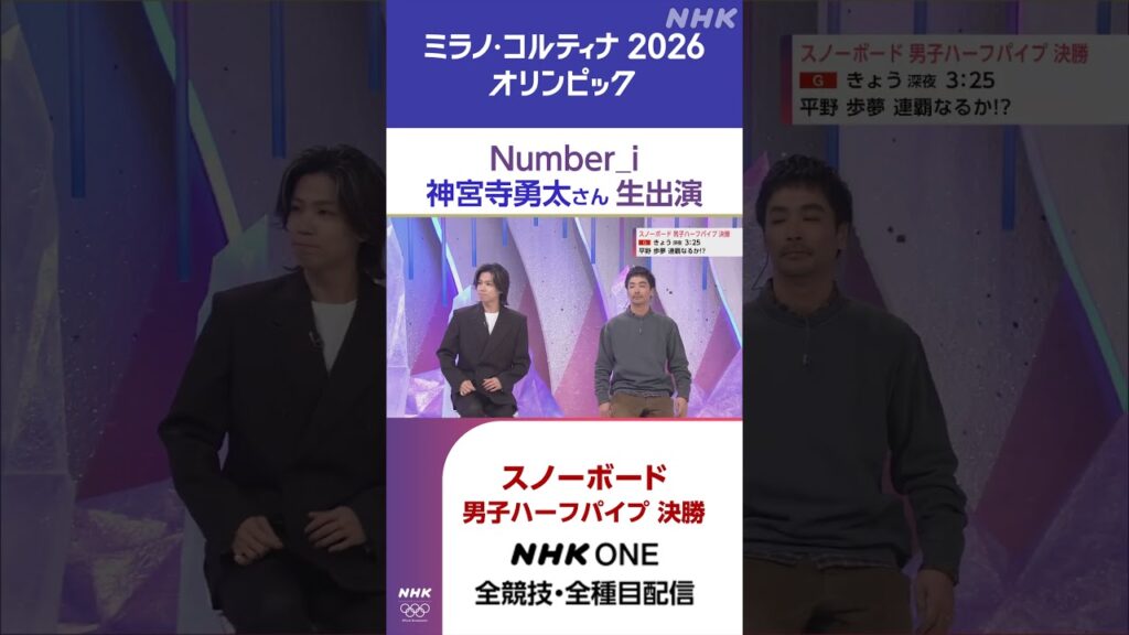 #number_i #神宮寺勇太 さんがスタジオにホントにきたー！スノーボード男子ハーフパイプ決勝はNHK総合で午前3時25分から！|NHK|#shorts