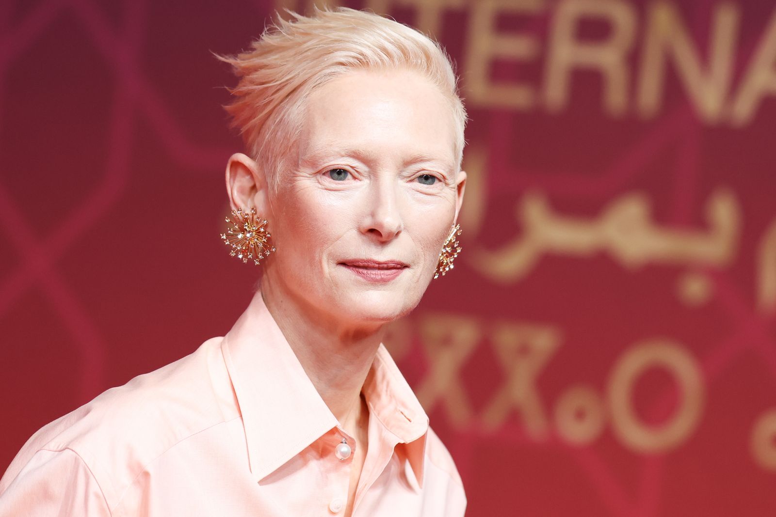 ティルダ・スウィントンTilda Swinton attends the red carpet during day Seven of the 22nd Marrakech International Film Festival on...
