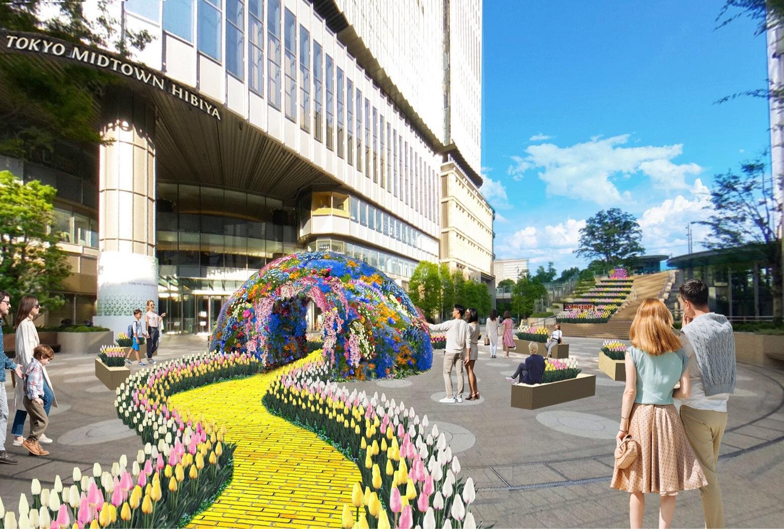 映画『ウィキッド 永遠の約束』フラワードームが日比谷に、オズへ導く“黄色いレンガの道”も登場｜写真1