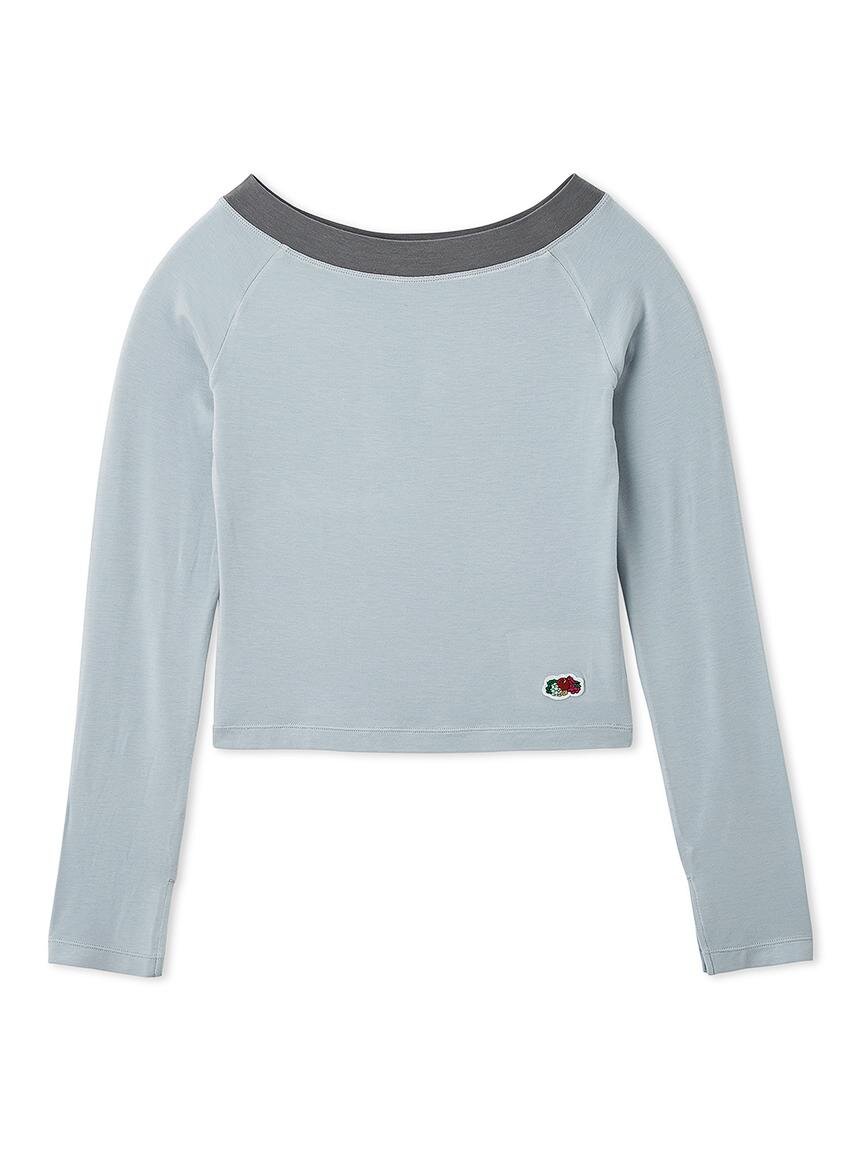 2WAYオフショルダートップス ライトブルー×グレー 8,910円