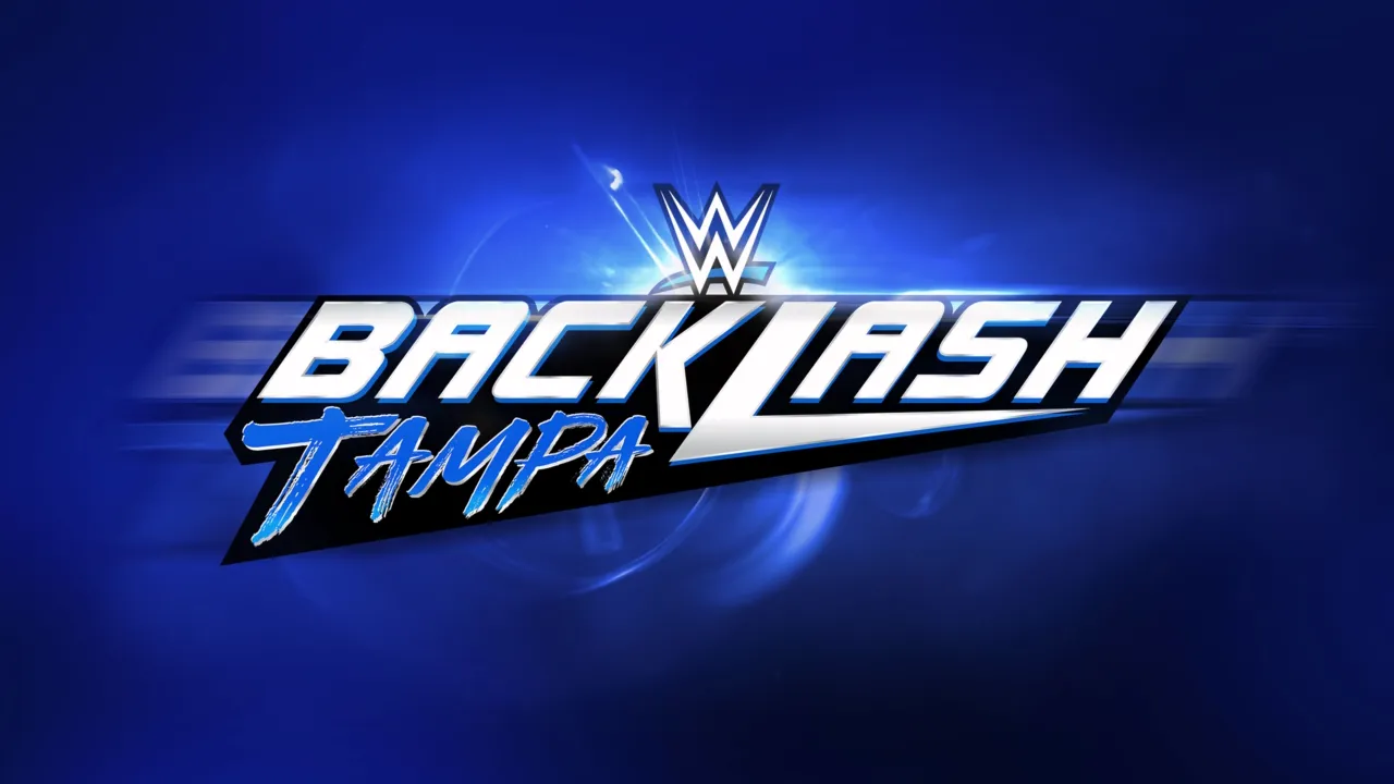 The WWE Backlash Tampa logo on a blue background