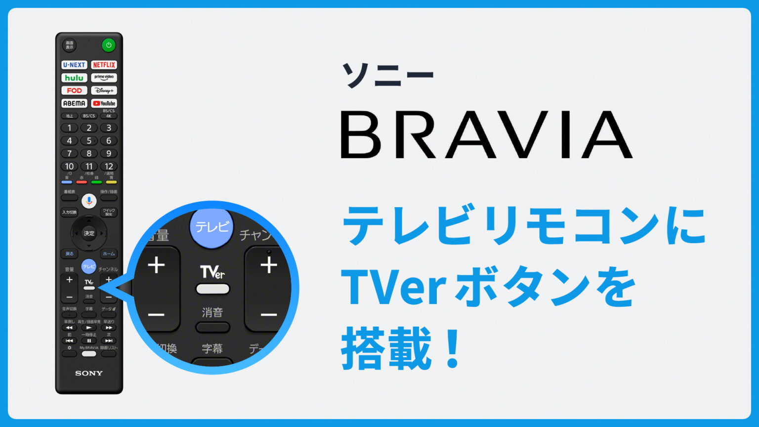 「TVer」ボタンがソニーのテレビリモコンに初搭載 | TVer INC. 「TVer」ボタンがソニーのテレビリモコンに初搭載 | TVer INC.