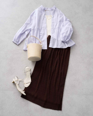 いつものボトムス → 即今っぽく！【ROPÉ PICNIC】「ラベンダー色トップス」が大人におすすめ♡