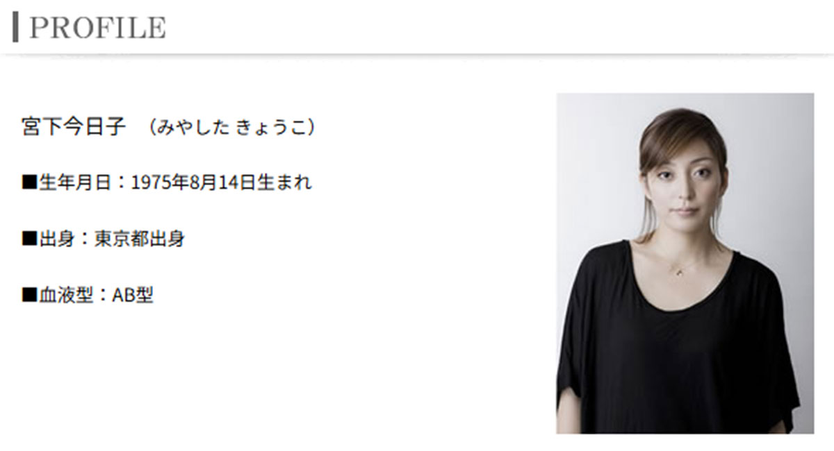 女優の宮下今日子(本人の公式HPより)